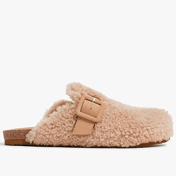 J. Crew Shoes - MY J.Crew Women's Camel Tan Brown Sherpa Buckle Slip On Clog Slippers NWT 8 M